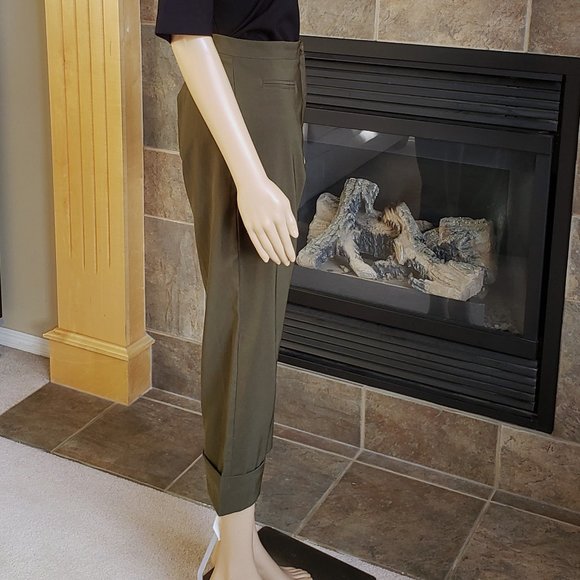 ANN KLEIN, Olive green cropped hemmed pants - size: XL - Picture 8 of 12